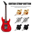 4pcs Bass Electric Guitar Strap Lock Button Anti-slip Belt Nails (Black)