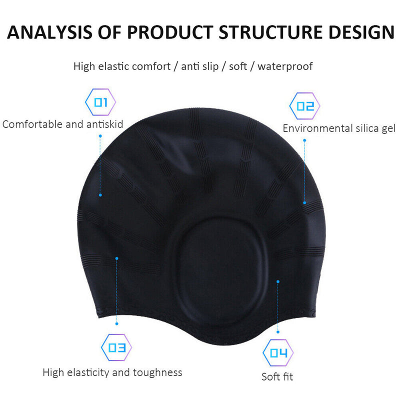 Swimming Cap Silicone Women Men Waterproof Sports Elastic Adults Swim Pool