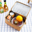 Portable Wicker Rattan Camping Picnic Bags Insulated Thermal Lunchbox Bag