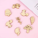 Mixed Decoration Scrapbooking Mushroom Squirrel Leaves Shape Wooden Craft