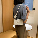 Pure PU Shoulder Bag Women Stone Pattern Weave Strap Square Flap Messenger Pouch