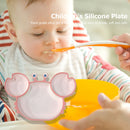 Baby Silicone Plate Kids Cartoon Crab Dishes Suction Feeding Bowls (Pink) Newly