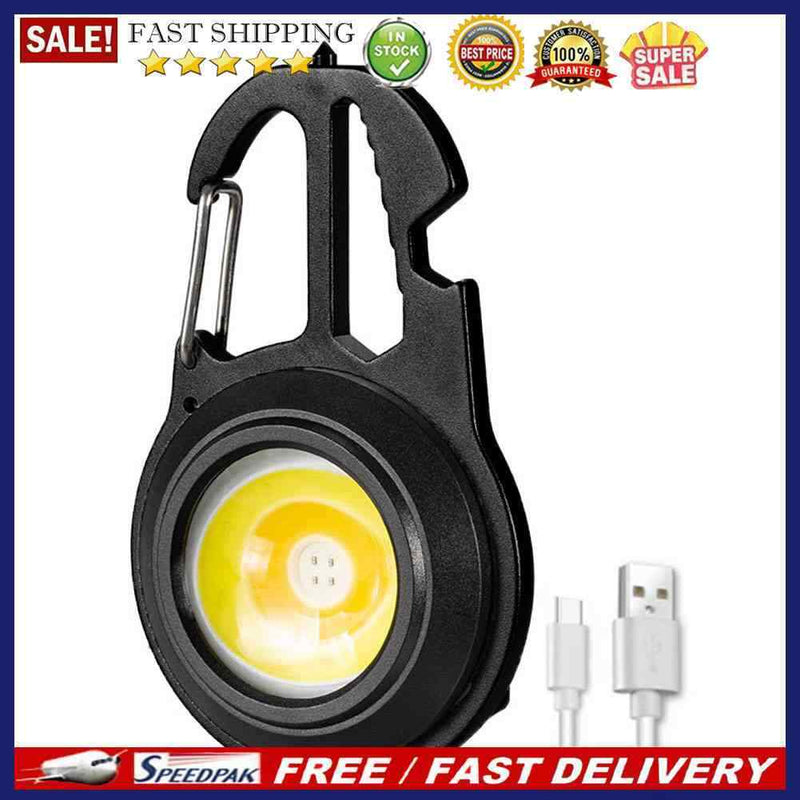 Mini LED Flashlight Keychain Rechargeable 500LM Can Opener Camping Work Lights