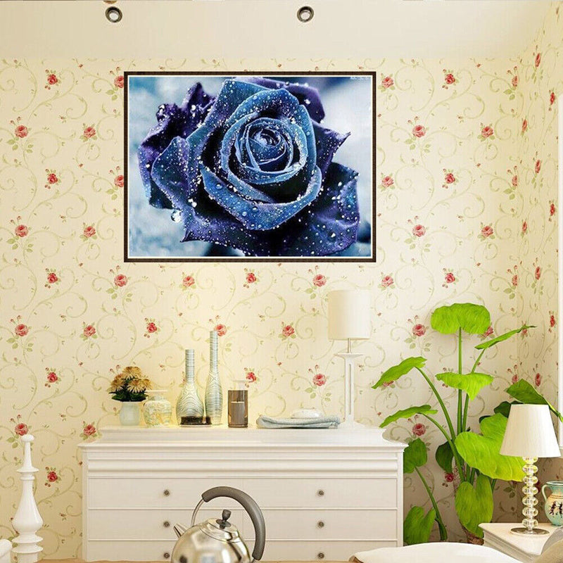 Blue Rose Diamond Painting Embroidery 5D DIY Cross Stitch Home Decor Gift Newly