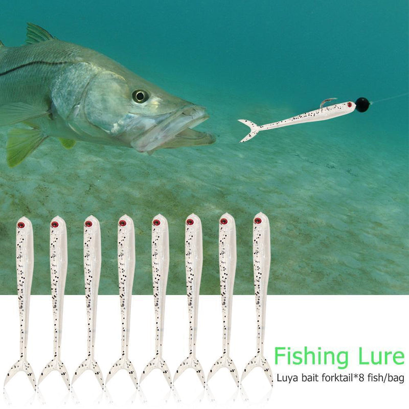 8pcs/lot Soft Fish Fork Tail Fishing Lures Artificial 1.7g 8cm Bionic Baits F