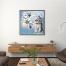 Canvas Paint By Numbers White Cat Oil Hand Painted Drawing Kit Home Decorat