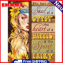 5D Diamond Painting Kit Letters Sunflower Girl Full Round Drill Rhinestone DIY