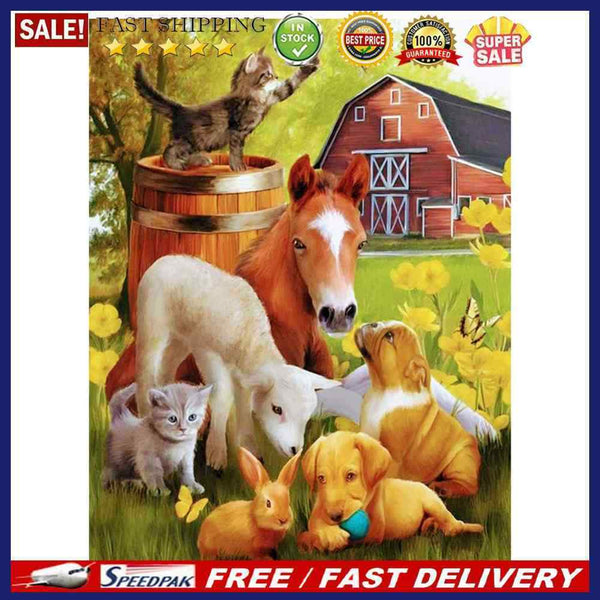 Horse Sheep Dog Oil Paint By Numbers Kit DIY Acrylic Painting on Canvas (B1472)