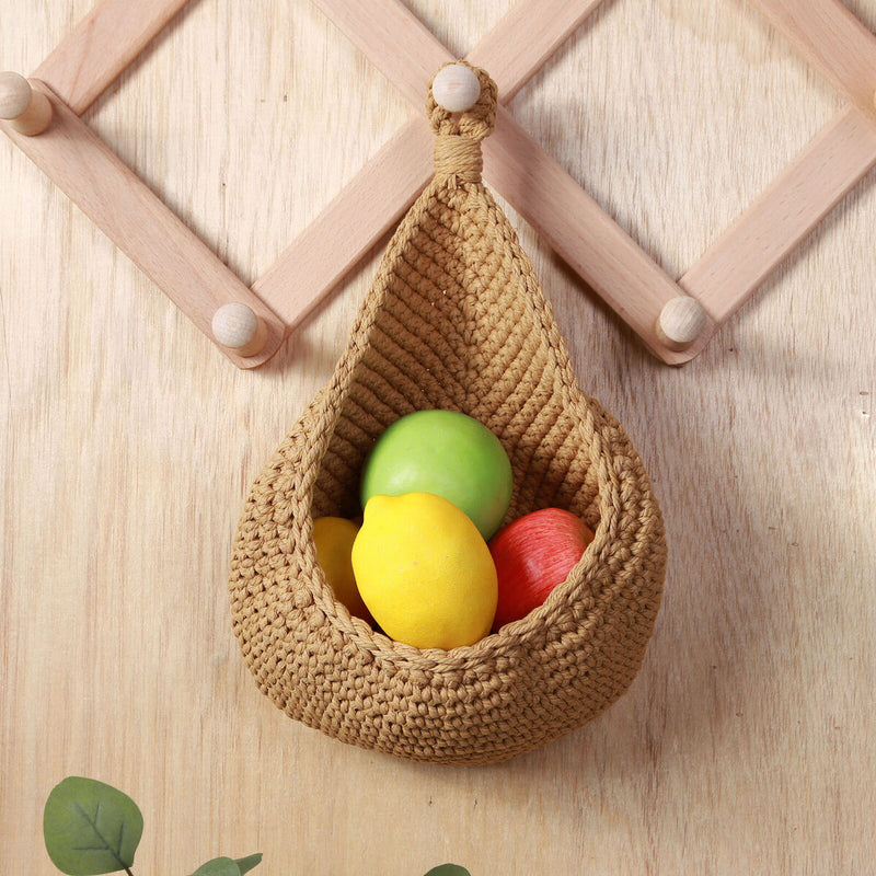 Wall-Mounted Jute Fruit Vegetable Basket Wall Hanging Storage (30x38cm) Newly