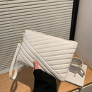 Women PU Envelope Bag Solid Color Zipper Luxury Clutch Purse Bag (White)