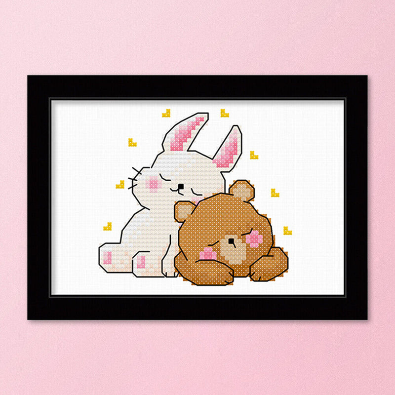 25x20cm DIY Cross Stitch 11CT Stamp Kit Needlework (Sleeping Animals)