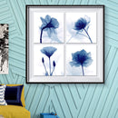 4 Blue Flowers Oil Paint By Numbers DIY Coloring Picture for Adults Child Panels