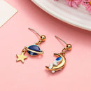 Star Moon Earrings Astronaut Stud Earrings Planet Star Stud Dangle Earrings