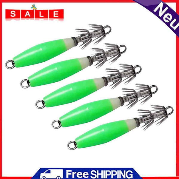 5pcs Luminous Squid Jigs Hooks Cuttlefish Octopus Cuttlefish Lure Bait Fishhook