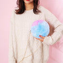 Small Round Messenger Bags Women Plush Shoulder Handbags (Gradient Blue)