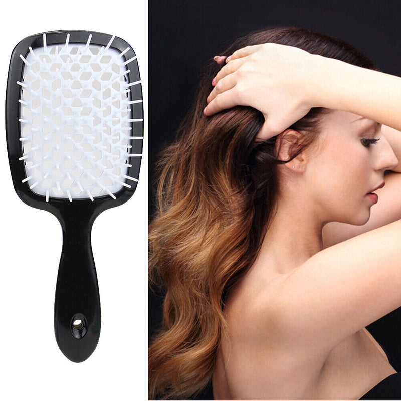Hollow Detangling Hairdressing Comb Wet Dry Hair Scalp Plate Combs (Black) Newly