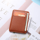 Retro Women Litchee Pattern Pure Color Card Case Mini Purse (Light Brown)