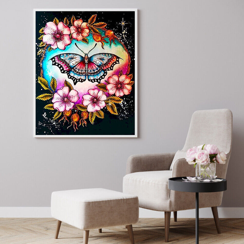 Flower Butterflies Oil Paint By Numbers Kit DIY Acrylic Painting on Canvas Set