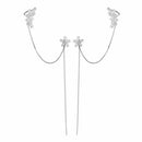 Crystal Water Flower Chain Tassel Earring Stud Earring Ear Bone Ear Clip