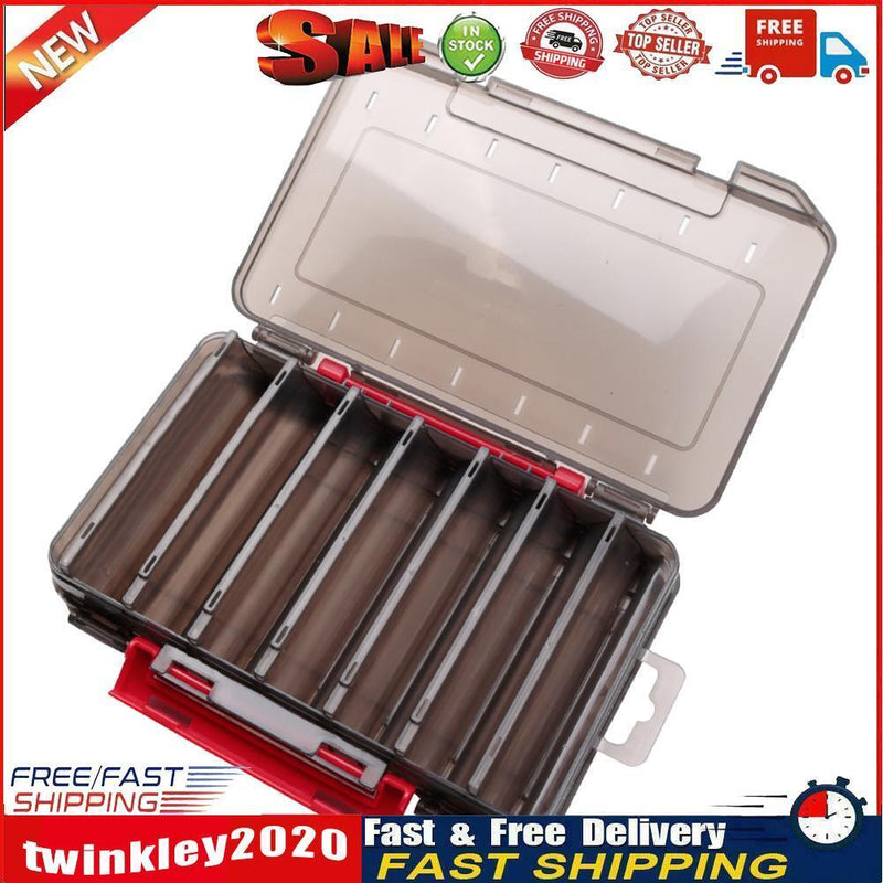 Fishing Lure Box Double Side Bait Case Organizer Fishing Tackle (L Grey) Newly
