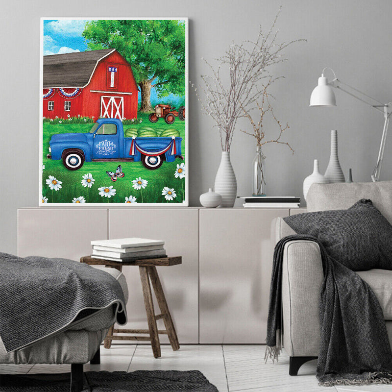 Farm Car Oil Paint By Numbers DIY Handpainted on Canvas Wall Art Gift Unframed