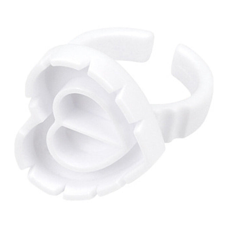 100pcs Heart Eyelash Extension Glue Ring Holder Eyelash Glue Cup (White)