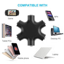 3.5mm Pin Plug, 6-Way Multi-Port Hub AUX Headphone Splitter Audio Cable -