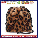 Fashion Plush Drawstring Shoulder Handbag Cow Leopard Printed Girl Messenger Bag