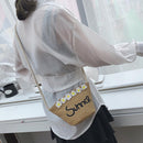 Straw Messenger Bags Woven Beach Crossbody Women Shoulder Handbags (Camel)