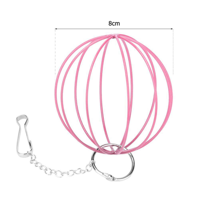 Stainless Steel Plating Pet Hay Manger Food Ball Rabbit Grass Rack (Pink) Newly