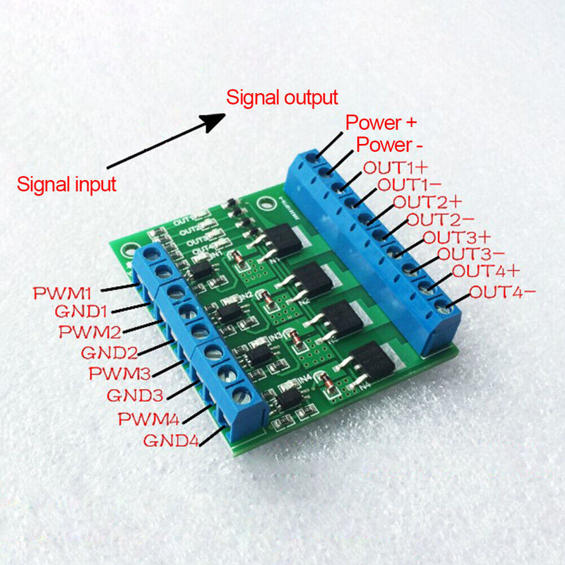 4-Channel MOSFET PLC Amplifier Board Driver Module 10A Optocoupler Isolatio