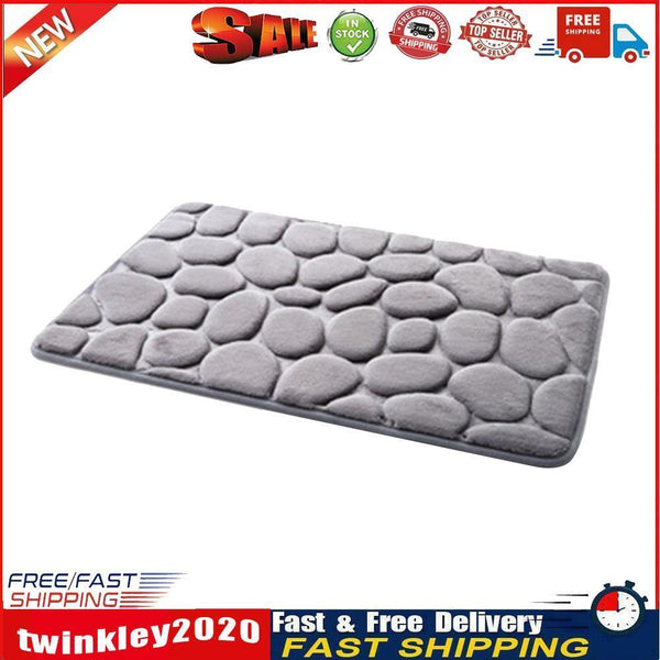 Home Bath Mat Cobblestone Bathroom Non-slip Carpet Rug Floor Mat (B Grey) Newly