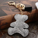Fashion Leather Keychain Neutral Cubs Rhinestone Bag Car Keychain Sliver