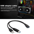 USB 3.0 Female to Dual USB Type A Male Extra Power Data Y Extension Cable Black