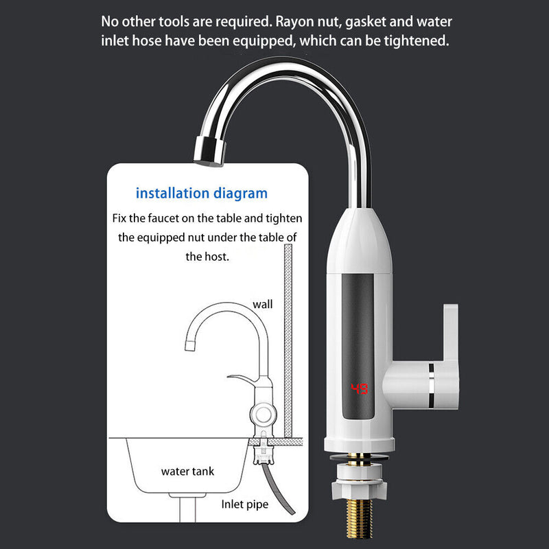 220V Hot Water Heater Tap EU Plug Electric Heating Faucet Home Kitchen Supp