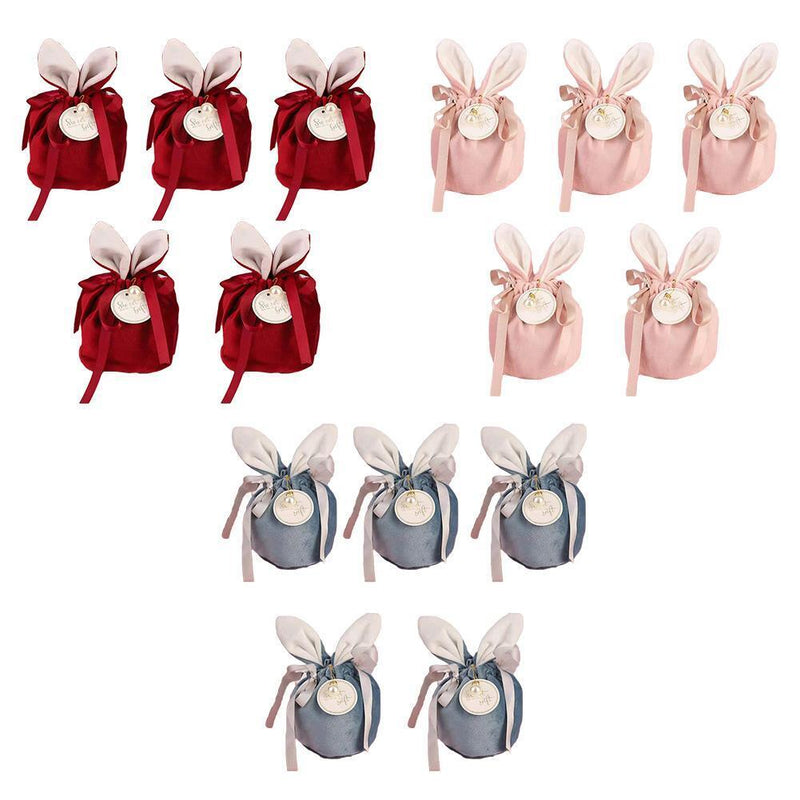 Velvet Easter Rabbit Candy Packing Bags Jewelry Organizer Decor (Sky Blue)