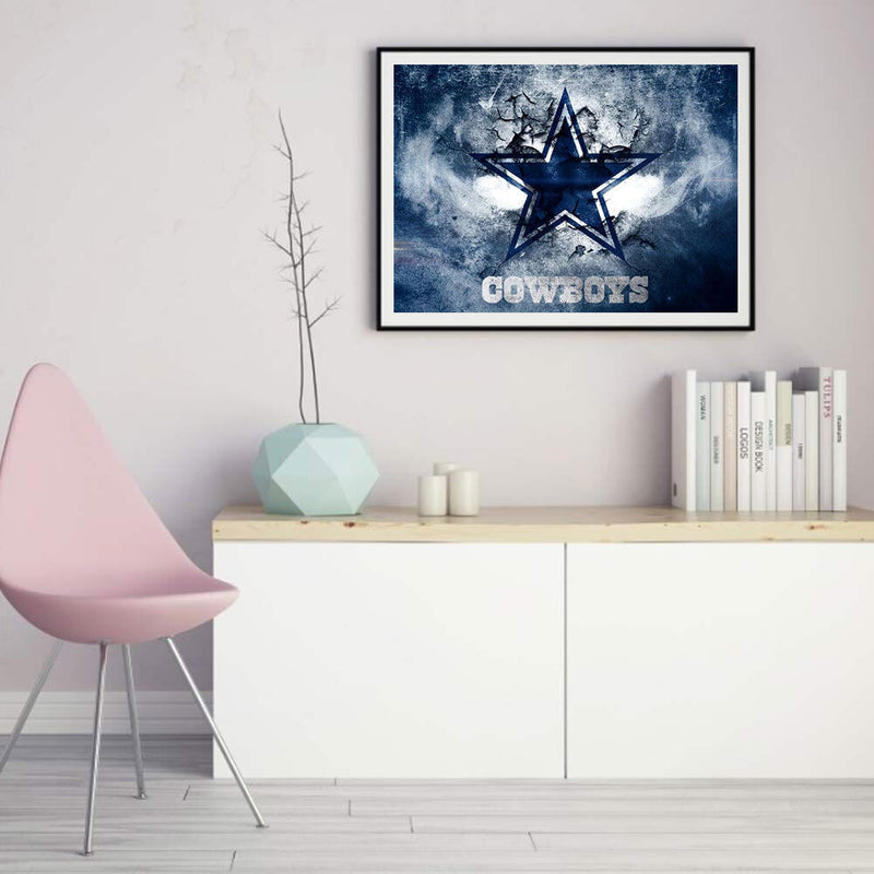 5D DIY Diamond Painting Kits Full Round Drill Cowboys Badge Mosaic Picture Craft