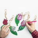 5pcs DIY Full Drill Special Shaped Diamond Painting Flower Key Ring Ornamen