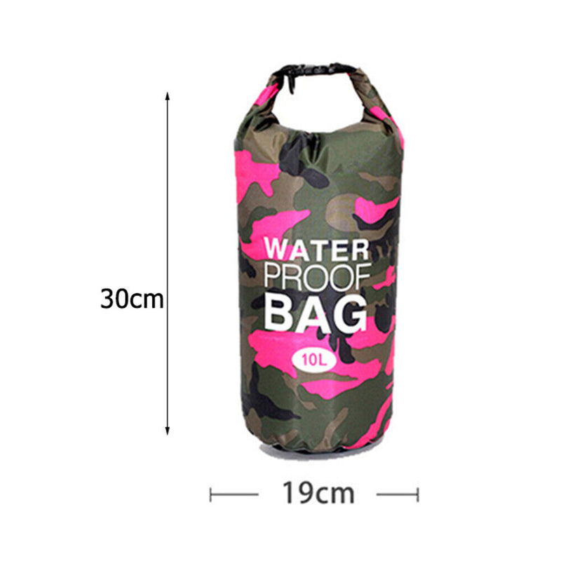 Waterproof Swimming Bag Camouflage Outdoor Camping Dry Sack (10L Rose Red) Newly