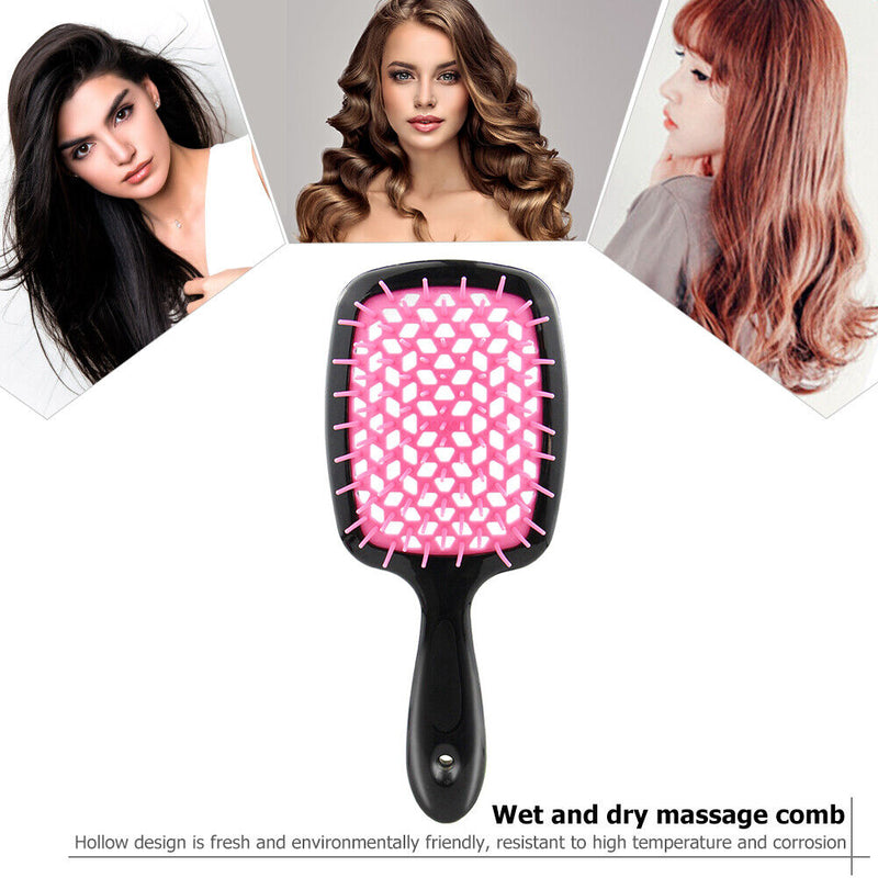 Hollow Airbag Massage Comb Straight Curly Hair Care Styling Brush (Pink)