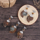 Fossil Stone Pendant Tiger Eye Stone Beads Cabochon Conch Shell Stone Pendant