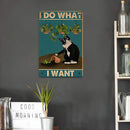 Retro Iron Painting Black Cat Overturning Flowerpot Wall Art Poster (20x30cm)