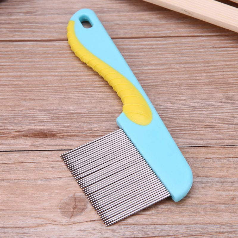 Stainless Steel Dog Dense Teeth Comb Pet Massage Grooming Silicone Handle