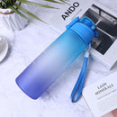 Water Bottle with Time Marker Sports Portable Water Bottle (Blue Purple) Newly