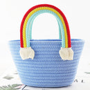 Cute Rainbow Cloud Mini Handbag Cotton Rope Female Seaside Beach Small Basket