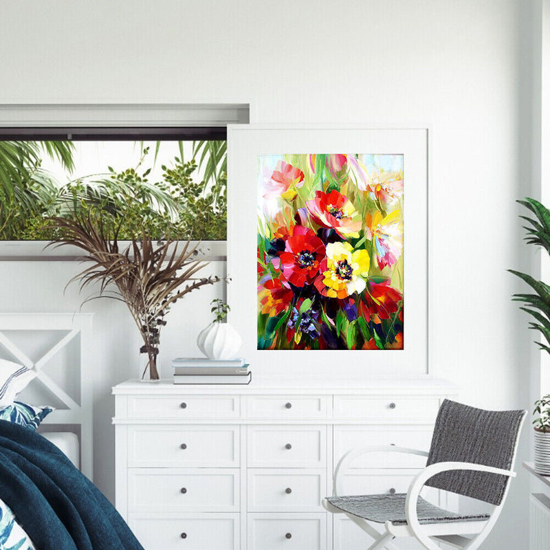 Hand Painted DIY Beautiful Flowers Oil Canvas Paint By Numbers Drawing Kit