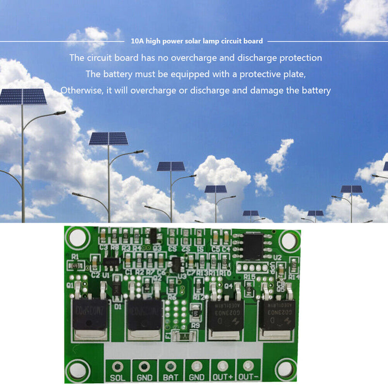 10A Auto Solar Lamp Regulator Landscaping Street Light High Power Circuit Board