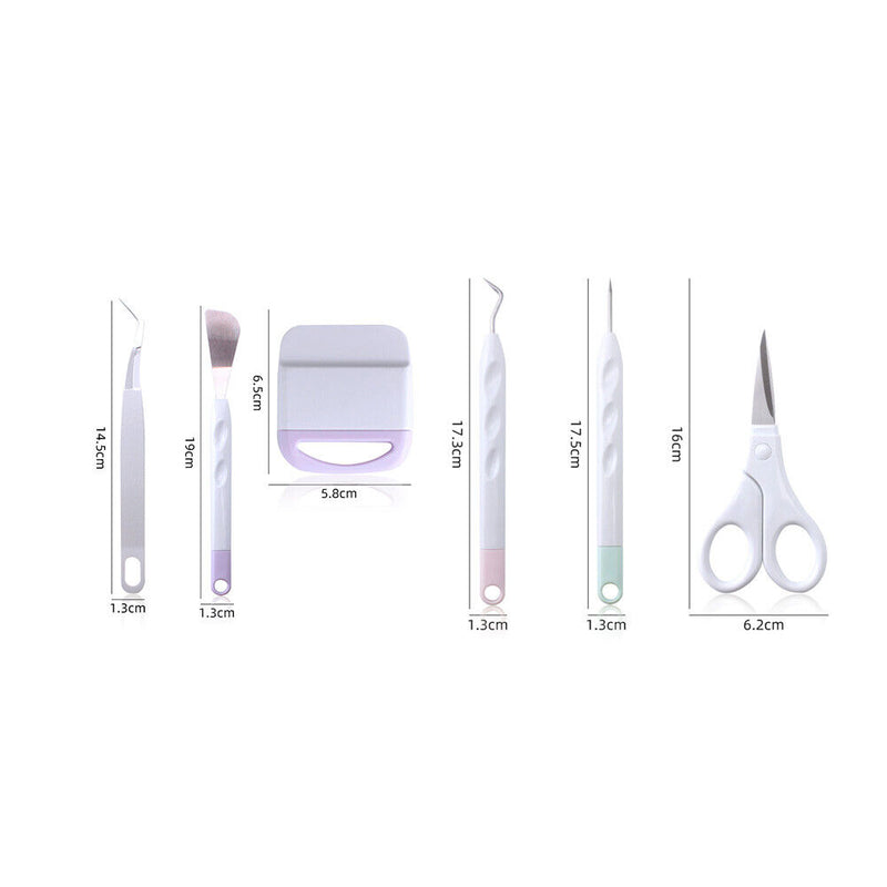 7x Vinyl Weeding Tools Silhouettes Scraper Tweezers Scissor Craft (Pink) Newly