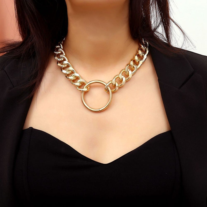 Exaggeration Women Punk Choker Coin Pendant Necklace Long Chain Multi-layer