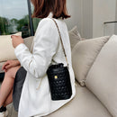 Fashion Women Geometric Bucket Shoulder Bag PU Drawstring Mini Crossbody Bags